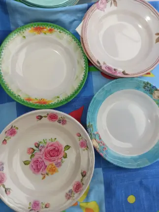 Platos semiplanos de melamina, delgados Foto