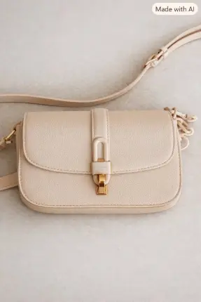Bolso beige con herraje dorado Foto