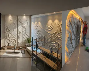 líneas curbeadas alto relieve y rocas Foto