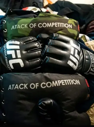 2 casco de boxeo y guantes de UFC Foto