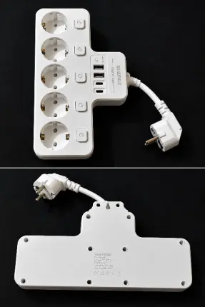 Regleta multicontacto 5 TOMAS + 4 USB Foto